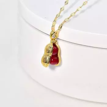 Ветер Тот же Счастливый Красный Арахис Ожерелье Женское Натуральное Простое Уличное Аукционное Темпераментное Универсальное Ожерелье-Цепочка на Ключицу Pure Natural