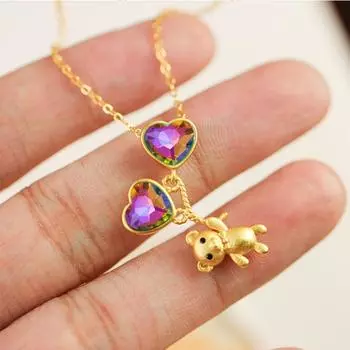 Ветер ювелирные изделия мультяшный медведь кулон милые дети любят ожерелье ниша дизайн смысл. серебряный