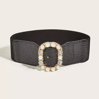 Ветер Женский Широкий Пояс Ретро Эластичный Эластичный Пояс Печать Платье Украшение Талии