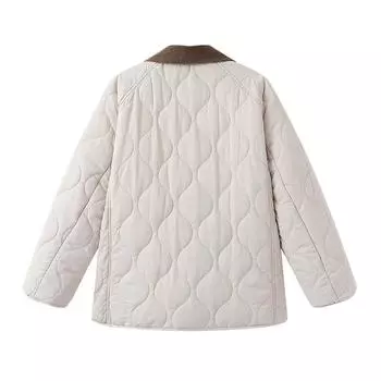 Ветер зима новая женская одежда Ядан ветровка стеганая контрастный цвет лацкан хлопковая куртка женская куртка свободная хлопковая одежда XS слоновая кость