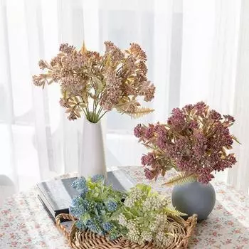 Ветка искусственного цветка со стеблем, листья папоротника, реалистичные многоразовые неувядающие украшения для дома, свадьбы, вечеринки, искусственные растения, реквизит для фотосессии розы красного