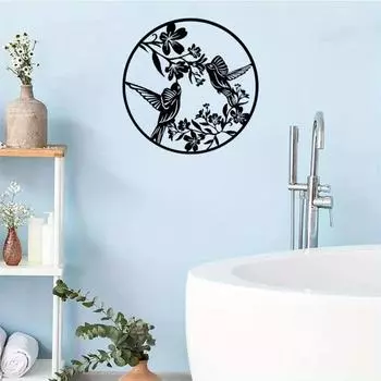 Ветки, цветы и птицы, металлические настенные рисунки, ажурные узоры, эстетические поделки для элегантных настенных украшений и декоративного украшения дома светло-серый