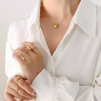 Ветреное летнее универсальное изысканное высококачественное полое цилиндрическое ожерелье с инкрустацией цирконием для женщин, покрытые 18-каратным золотом, аксессуары