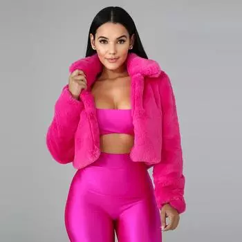 Ветреный сексуальный однотонный плюшевый короткий карамельный цвет пальто с верхом из искусственного меха однотонный кардиган S сапфир синий