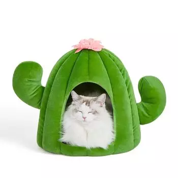 VETRESKA Cat Pet Dome Winter Cactus Для Для Маленьких С Для Как Для Кошек, так и Для Холодного Воздуха Кондиционер см x Ширина x Кровать, Кровать, Дом, Оазис, Милый, Кошки, зелёный