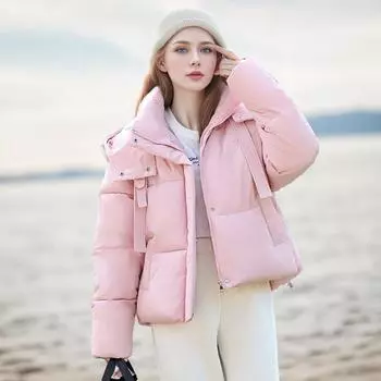 Ветроустойчивая модная одежда с капюшоном из утолщенного хлопка женская зимняя одежда высокого класса свободная одежда куртка женская одежда M