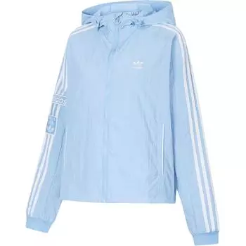 Ветровка Adidas Originals Adibreak с боковыми кнопками и свободной посадкой с капюшоном и длинными рукавами Женская верхняя одежда Пудрово-синий JI7481 L