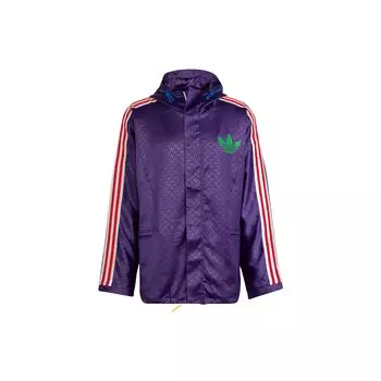 Ветровка Adidas Originals в виде трилистника с логотипом и однобортным капюшоном на шнурке Мужские куртки фиолетового цвета IB3441 XL