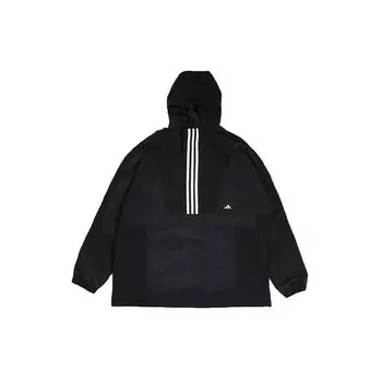 Ветровка Adidas с капюшоном на половину молнии, спортивная мужская верхняя одежда, черная GM4443 L