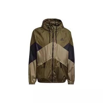 Ветровка Adidas с логотипом и цветными блоками, мужская верхняя одежда, оливковая GT6577 XL