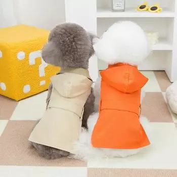 Ветровка для домашних животных, плащ с капюшоном, двубортное пальто, ветрозащитное, водонепроницаемое, с завязкой на талии, уличное пальто, одежда для домашних животных, собак, щенков XS