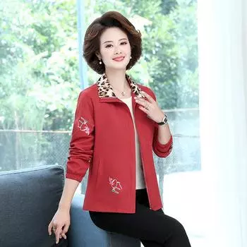Женская весенняя ветровка куртка для женщин среднего возраста короткая куртка топы женские модные пальто 5XL красный