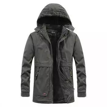 Ветровка из бархата, мужская куртка средней длины, пальто для мужчин среднего возраста, утолщенная стираная хлопковая рабочая куртка для мужчин M