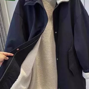 Ветровка из овечьей шерсти, свободный крой, супер огонь, утолщенный парка средней длины, женский костюм XXXXXL