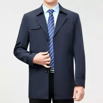 Ветровка из шелка Mulberry, мужская куртка средней длины, осенняя, деловая, повседневная, для мужчин, для мужчин среднего возраста, пиджак с воротником 170