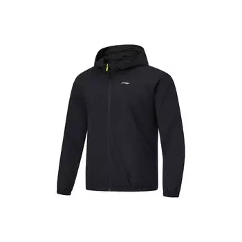 Ветровка Li Ning Fitness Series ветрозащитная водоотталкивающая трехмерного кроя с флисовой подкладкой и капюшоном на молнии спортивная ветровка ранняя осень AFDU089-6 S
