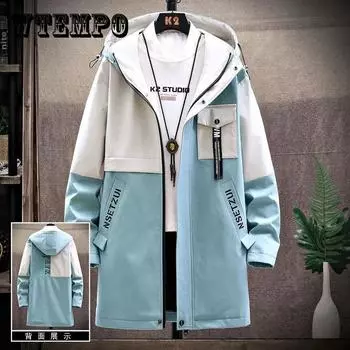Ветровка мужская с капюшоном пальто повседневная свободная куртка удобный топ для молодых студентов XXXL