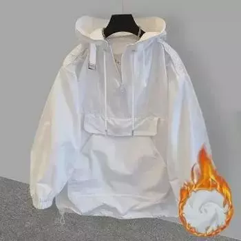 Ветровка мужская с капюшоном: Защита от солнца, тонкий фасон, модный свободный крой, нишевый дизайн. M (90-100 kg)