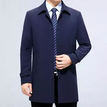 Ветровка мужская шелковая шелковая средней длины для осени и зимы среднего возраста, повседневная деловая куртка для папы 170