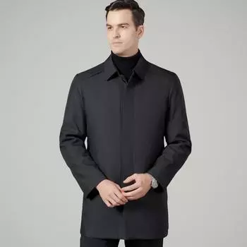 Ветровка мужская со съемной подкладкой, зимнее пальто средней длины для пап среднего возраста, повседневное деловое пальто с утолщенными лацканами 170