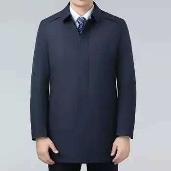 Ветровка мужская зимняя деловая повседневная шерстяная куртка с лацканами для среднего возраста, средняя длина, папа, лидер, топ 170