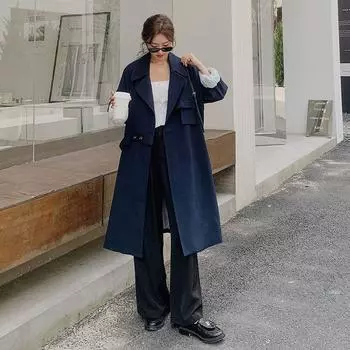 Ветровка Niche Design женская осенняя новая в стиле французский ретро темперамент свободная повседневная длинная куртка-пальто S