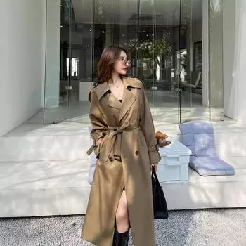 Ветровка пальто для женщин весна и осень новый стиль маленький корейский стиль тонкий средней длины пальто для женщин XS