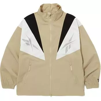 Ветровка Reebok Twin Vector Color Block с воротником-стойкой, удобная дышащая куртка на молнии, унисекс, бежевая REJU4EJ39I2 S
