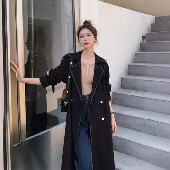 Ветровка с дизайнерским смыслом для женщин, весна и осень, новый нишевый дизайн, контрастный темперамент, куртка в корейском стиле S чёрный