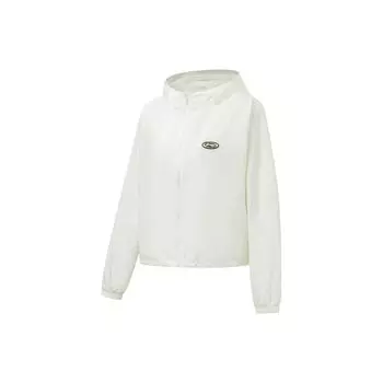 Ветровка с капюшоном и длинными рукавами Li Ning Fitness Series с логотипом и принтом женской верхней одежды, цвет не совсем белый AFDT550-1 L