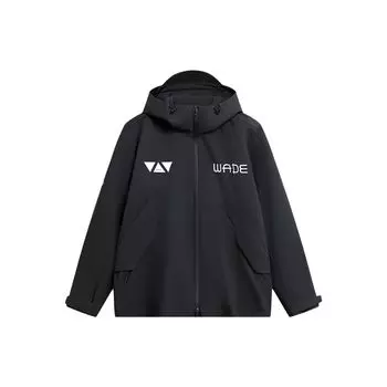 Ветровка с капюшоном и принтом букв Li Ning Wade Series, флисовая толстовка, повседневный спортивный костюм, мужская толстовка, черная AWBT023-1 M
