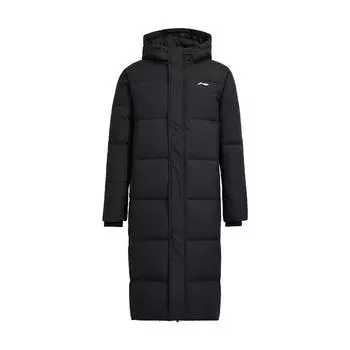 Ветровка с принтом логотипа Li Ning, свободная длинная куртка с капюшоном, мужская верхняя одежда, черный цвет AYMU707-1 3XL