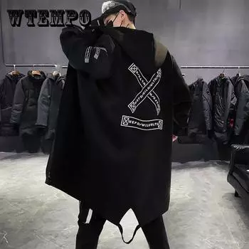 Ветровка с принтом X, мужская, повседневная, свободная, весенняя, с капюшоном, мягкая, удобная, длинная XXXXXL белый