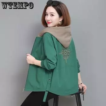 Ветровка с принтом, женская короткая корейская версия весенне-осенней женской свободной повседневной куртки