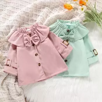 Ветровка с рюшами для маленьких девочек, пальто для девочек, куртка, одежда на весну и осень S