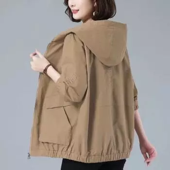 Ветровка с вышивкой для миниатюрных женщин в повседневном стиле L чёрный