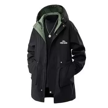 Ветровка средней длины Куртка мужская Большие размеры Куртка Пальто Весна Осень Верхняя одежда Мужская одежда S зелёный