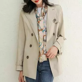 Ветровка Temperament, женское осеннее пальто, женское повседневное модное пальто средней длины L зелёный