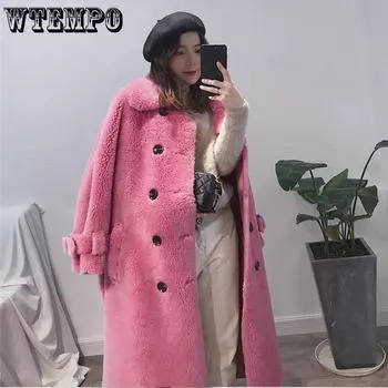 Ветровка Trend Wild шерстяное пальто весна и осень женская одежда большого размера с длинным рукавом S розовый