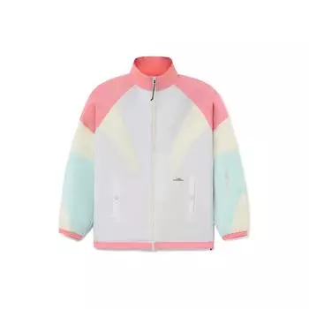 Ветровка унисекс из серии Li Ning Ski с цветным принтом в виде букв и застежкой-молнией, воротником-стойкой и длинными рукавами, верхняя одежда светло-каменно-бамбуково-красного цвета AFDR976-6 XL