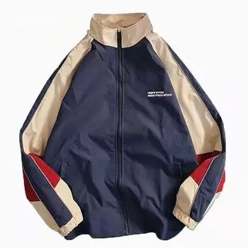 Ветровка в стиле хип-хоп, лоскутная спортивная одежда с цветными блоками, пальто, женская мода, свободные тонкие студенческие куртки M