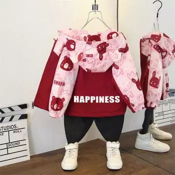 Ветровка в стиле вестерн Свободная повседневная куртка для девочек Детская куртка Куртка весна и осень для мальчиков и девочек 160 вино красного