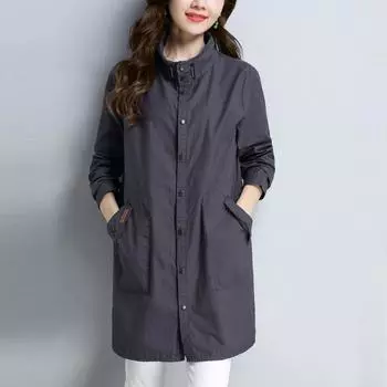 Ветровка женская средней длины, новое осеннее повседневное свободное весенне-осеннее маленькое хлопковое пальто, трендовое пальто ранней осени XXXXL