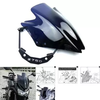 Ветровые стекла для мотоциклов Ветровые дефлекторы Ветровое стекло Подходит для Kawasaki Z750 Z750R Z750 2007 2008 2009 2010 2011 2012