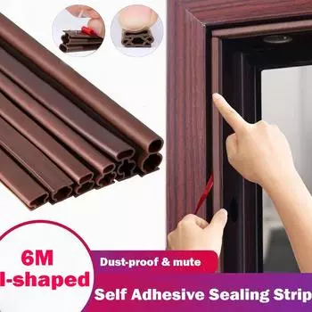 Ветрозащитная 6 метров самоклеящаяся уплотнительная лента I типа для окон и дверей с звукоизоляцией