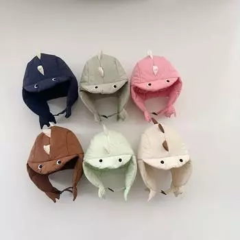 Ветрозащитная детская шапка Lei Feng с изображением динозавра, утолщенная детская пилотная защитная шапка для мальчиков розовый