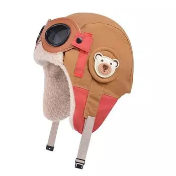 Ветрозащитная детская шапка с защитой ушей, зимняя шапка-пуловер, милая шапка пилота для мальчиков и девочек