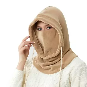 Ветрозащитная флисовая шапка-балаклава однотонный пуловер кепка повседневная маска с капюшоном шапки осенние чёрный