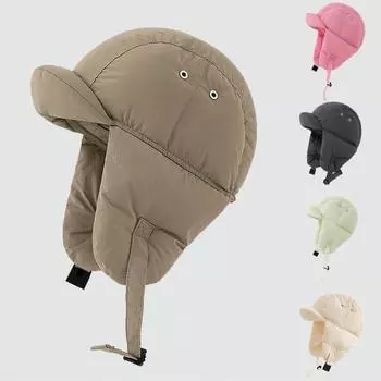 Ветрозащитная холодостойкая пуховая шапка из хлопчатобумажной ткани, зимние шапки-бомберы