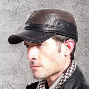 Ветрозащитная кепка Защита ушей Мужская зимняя шапка Толстая бейсболка Зимняя бейсболка Плоские наушники коричневый